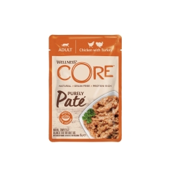 Wellness Core Purely Pate karma mokra dla dorosłych kotów kurczak i indyk 85g saszetka